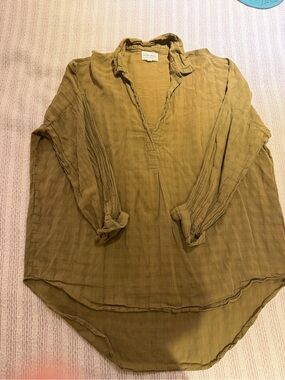 tribe alive Olive Tunic Pullover with V-Neck